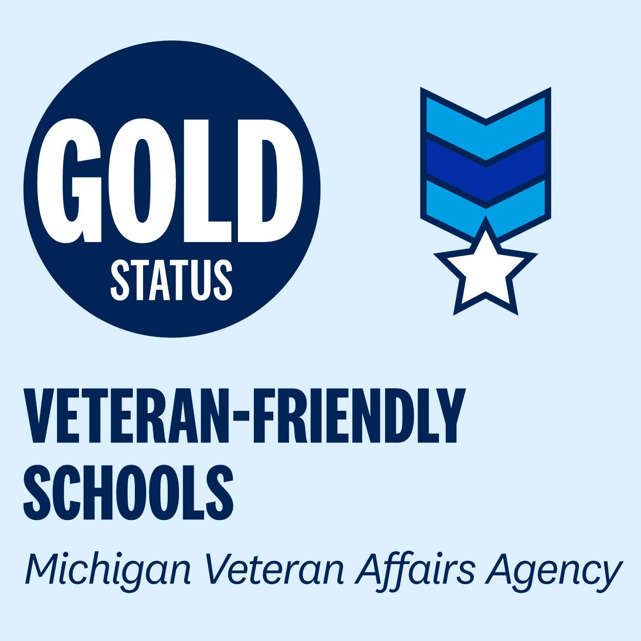 Gold Status, Veteran-Friendly Schools, Michigan Veteran Affairs Agency